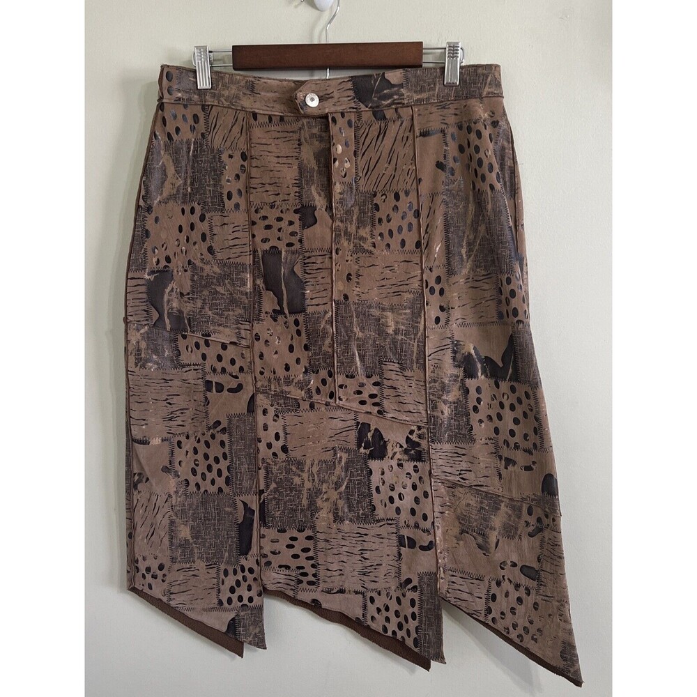 Design By Impression Jean Usa Patch Work Skirt Asymmetrical End